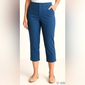 Zac & Rachel Blue Pockets SZ 10 Coastal Grandma Weekend Casual Capri Pants